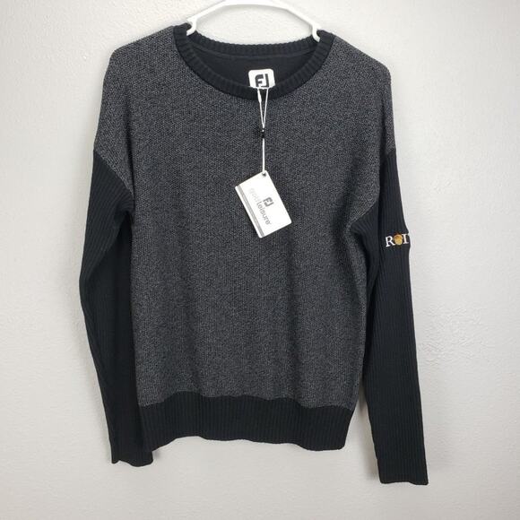 FootJoy Women's Size S Golf Leisure Sweater Black Gray Wool Blend New Royal Oaks